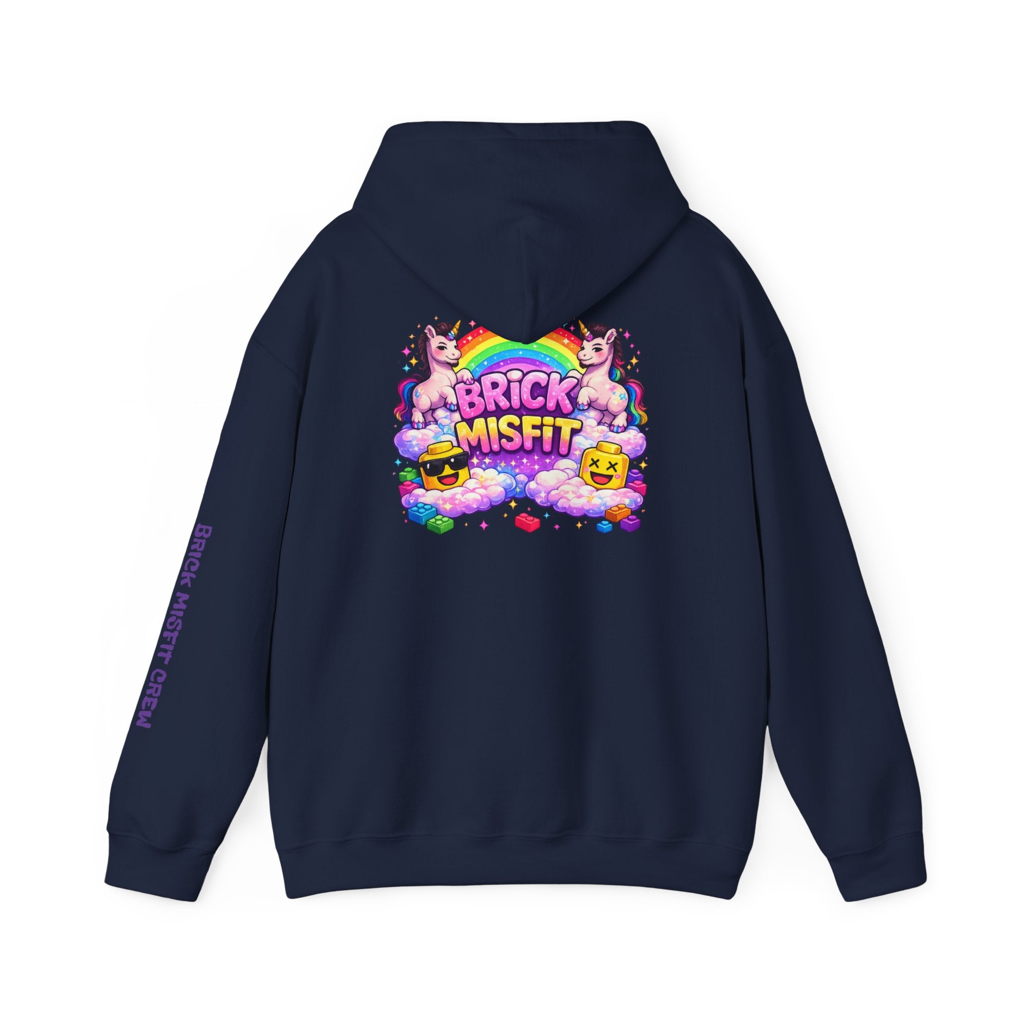Brick Misfit Hoodie — Colorful Unicorn Rainbow Graphic Hoodie
