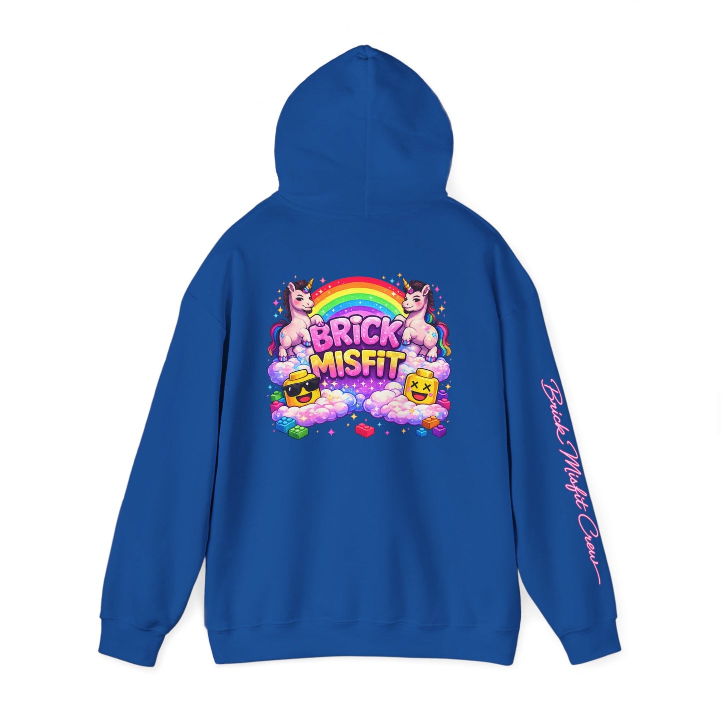 Brick Misfit Hoodie — Colorful Unicorn Rainbow Graphic Hoodie