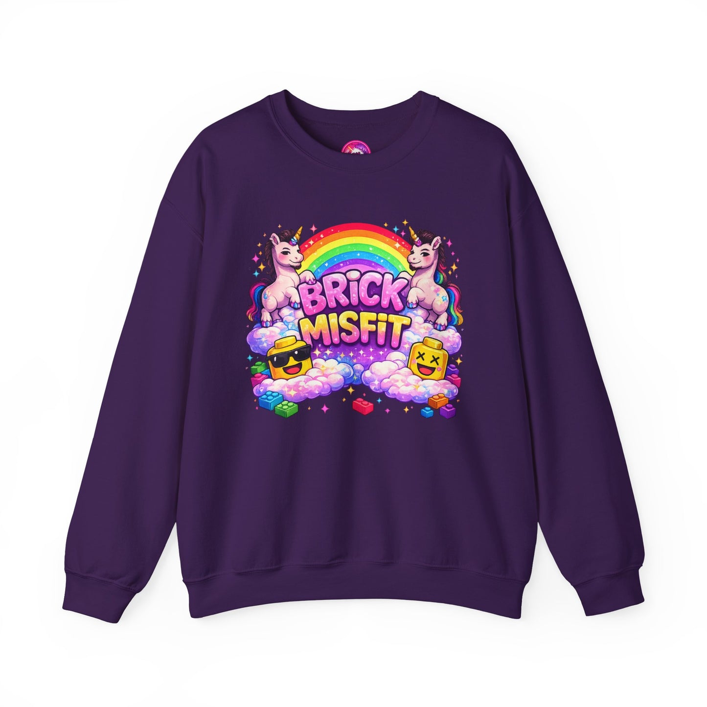 Brick Misfit Rainbow Unicorns Crewneck Sweatshirt