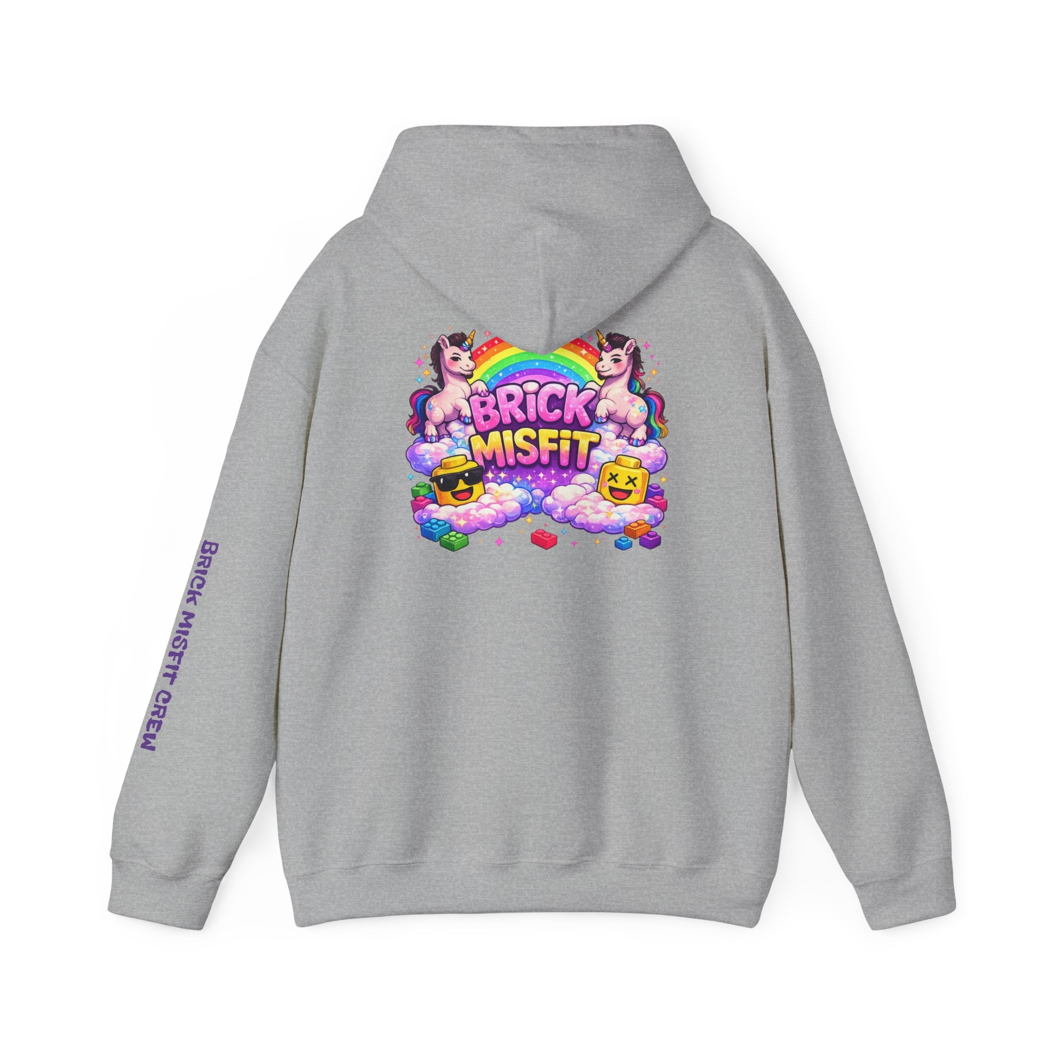 Brick Misfit Hoodie — Colorful Unicorn Rainbow Graphic Hoodie