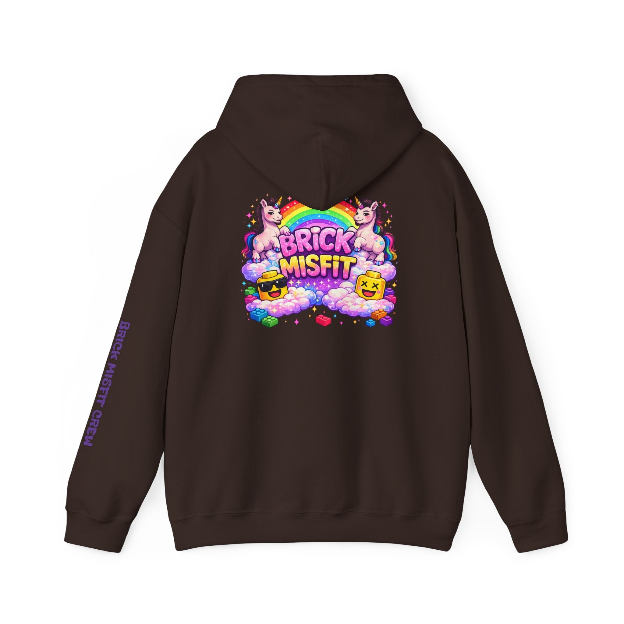 Brick Misfit Hoodie — Colorful Unicorn Rainbow Graphic Hoodie