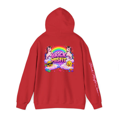 Brick Misfit Hoodie — Colorful Unicorn Rainbow Graphic Hoodie