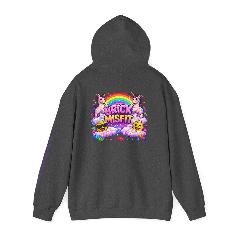 Brick Misfit Hoodie — Colorful Unicorn Rainbow Graphic Hoodie