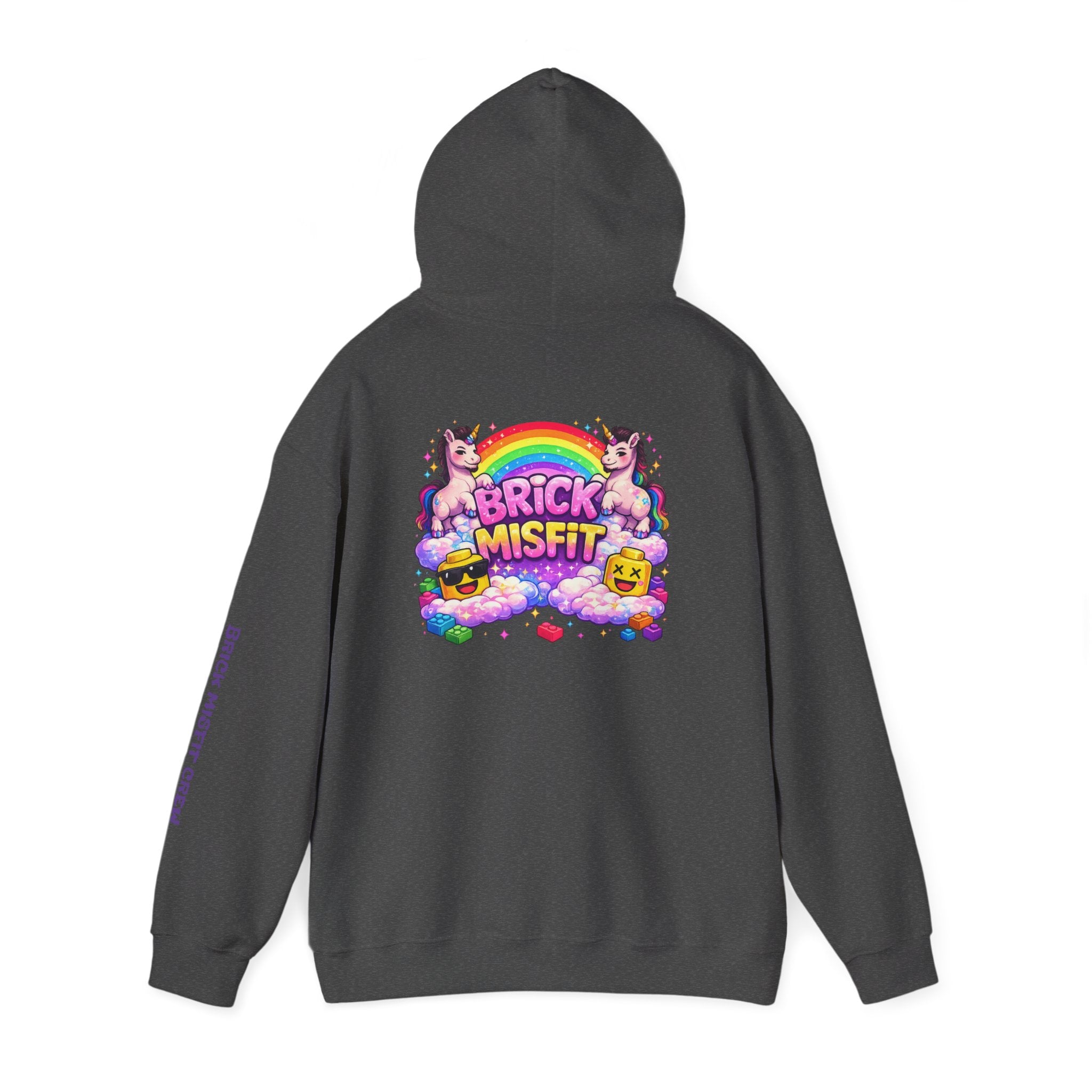Brick Misfit Hoodie — Colorful Unicorn Rainbow Graphic Hoodie