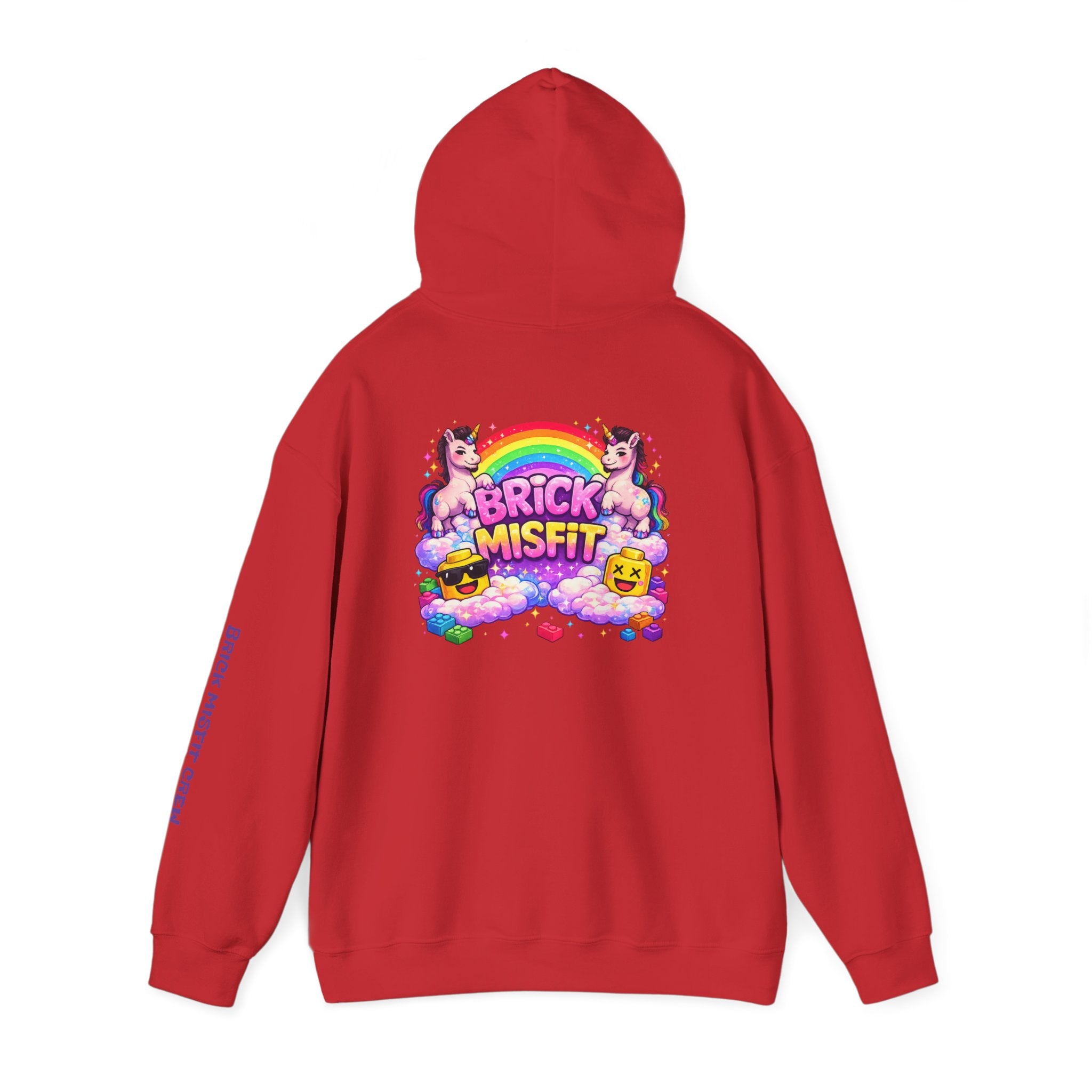 Brick Misfit Hoodie — Colorful Unicorn Rainbow Graphic Hoodie