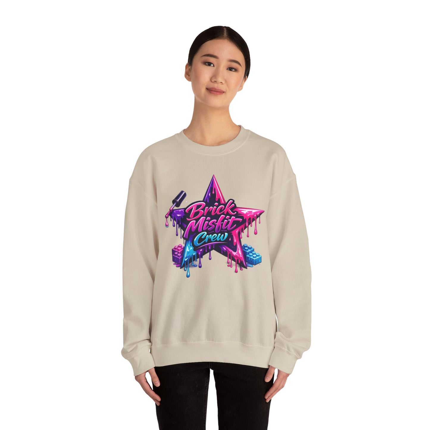 Brick Misfit Nail Polish Drip Crewneck Sweatshirt -INT