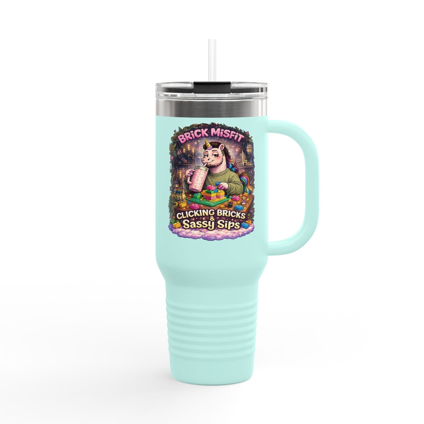 Insulated Travel Mug — "Brick Misfit" Sassy Sips 40oz Tumbler