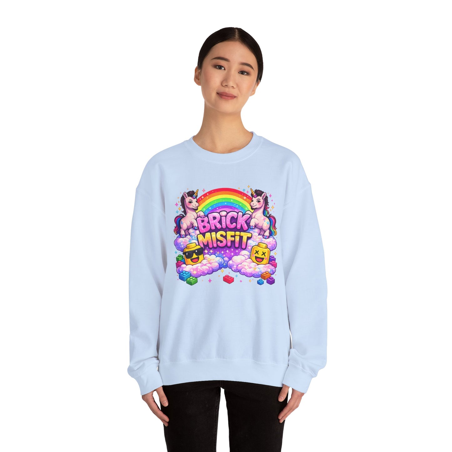 Brick Misfit Rainbow Unicorns Crewneck Sweatshirt
