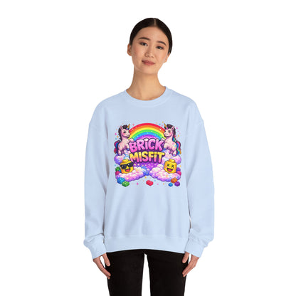 Brick Misfit Rainbow Unicorns Crewneck Sweatshirt