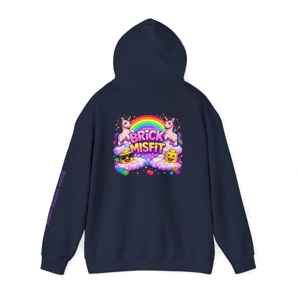 Brick Misfit Hoodie — Colorful Unicorn Rainbow Graphic Hoodie