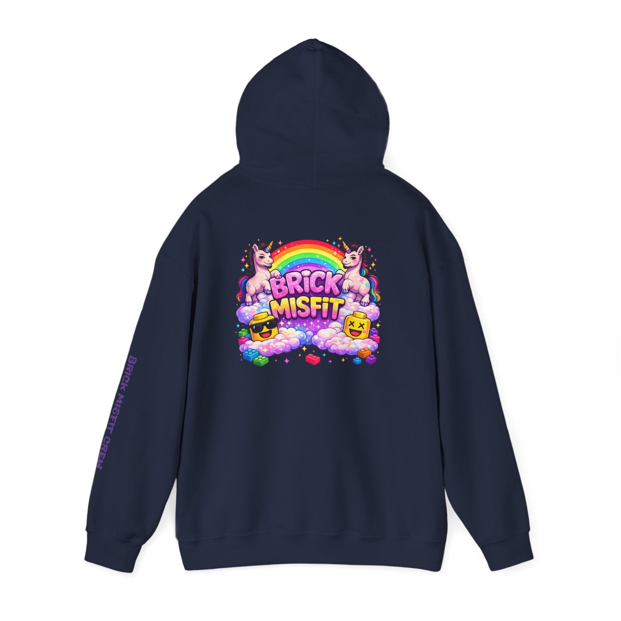 Brick Misfit Hoodie — Colorful Unicorn Rainbow Graphic Hoodie