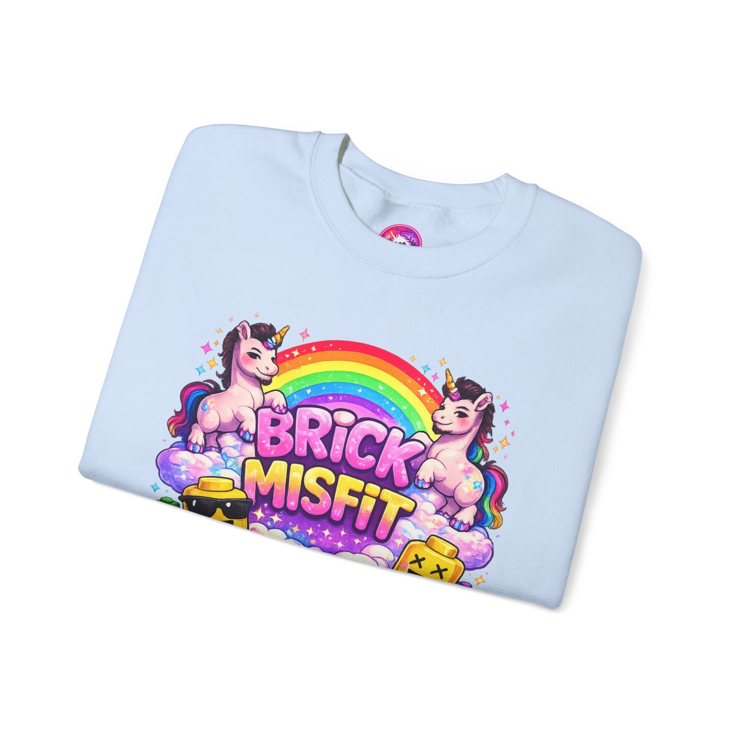 Brick Misfit Rainbow Unicorns Crewneck Sweatshirt