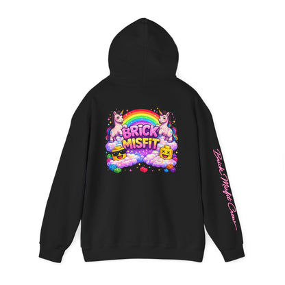 Brick Misfit Hoodie — Colorful Unicorn Rainbow Graphic Hoodie