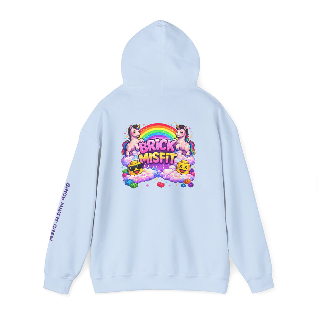 Brick Misfit Hoodie — Colorful Unicorn Rainbow Graphic Hoodie