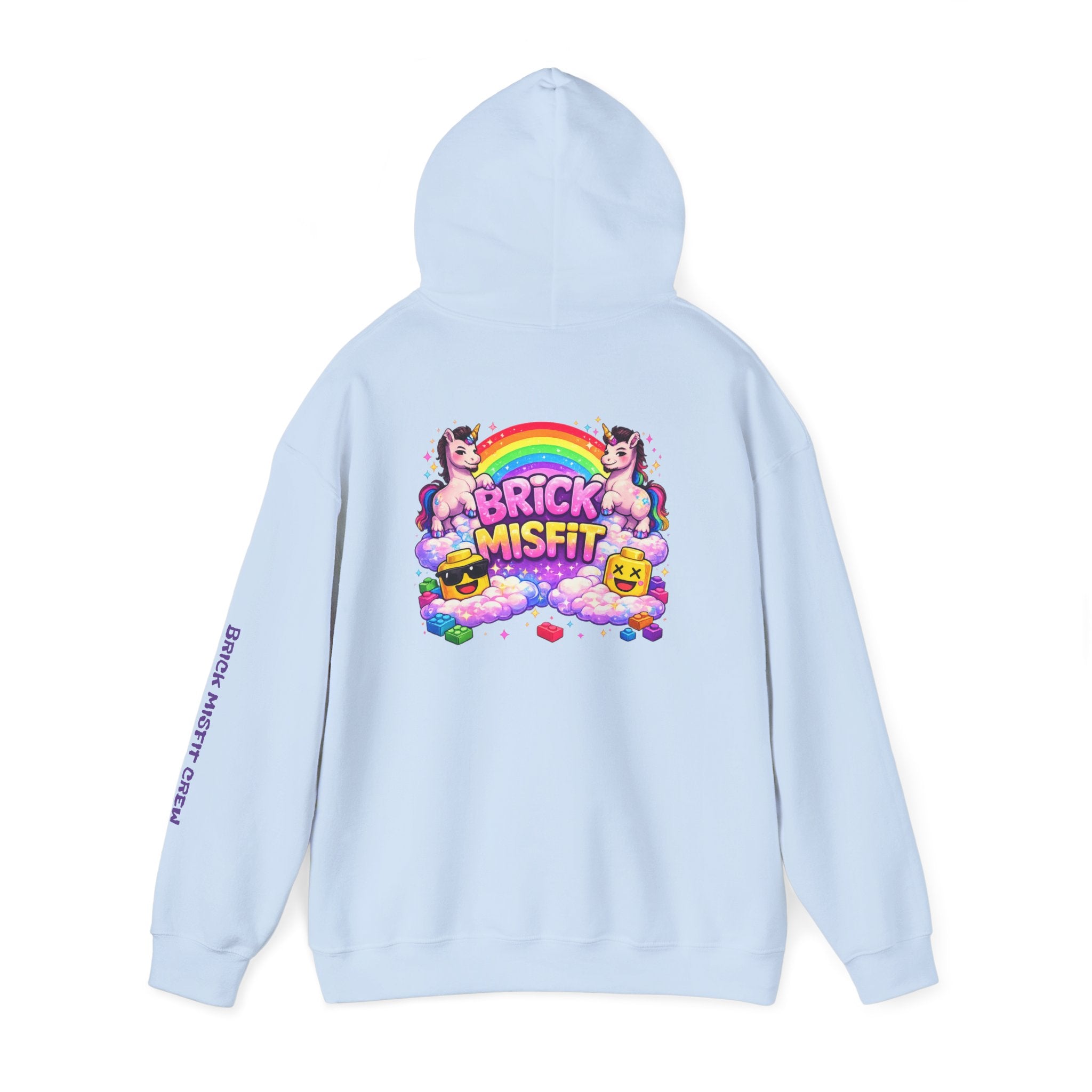 Brick Misfit Hoodie — Colorful Unicorn Rainbow Graphic Hoodie