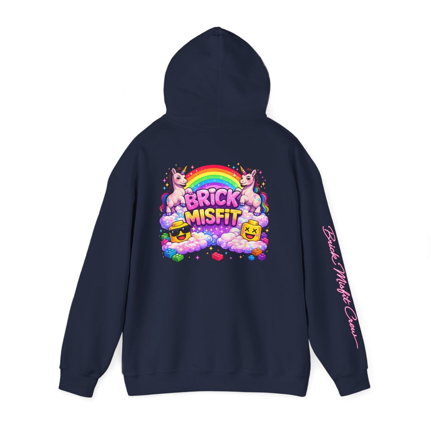 Brick Misfit Hoodie — Colorful Unicorn Rainbow Graphic Hoodie