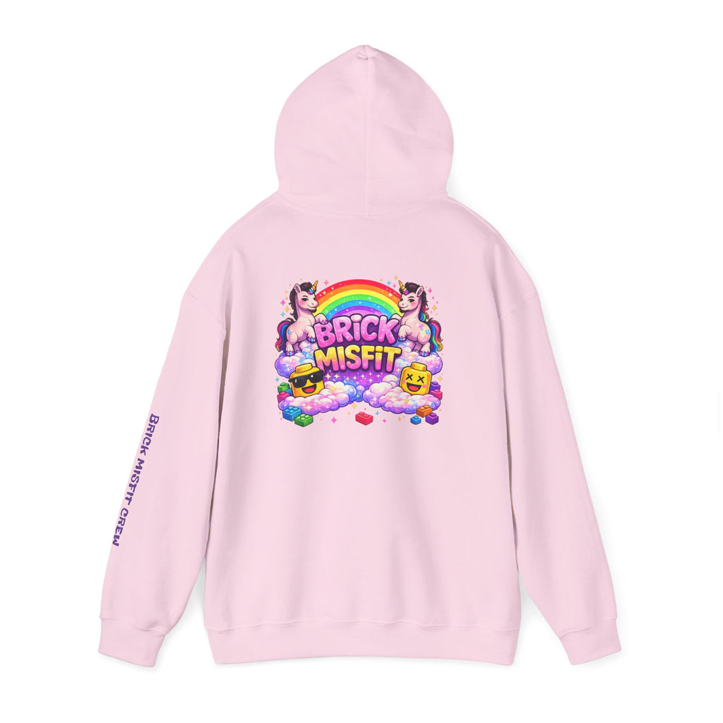 Brick Misfit Hoodie — Colorful Unicorn Rainbow Graphic Hoodie