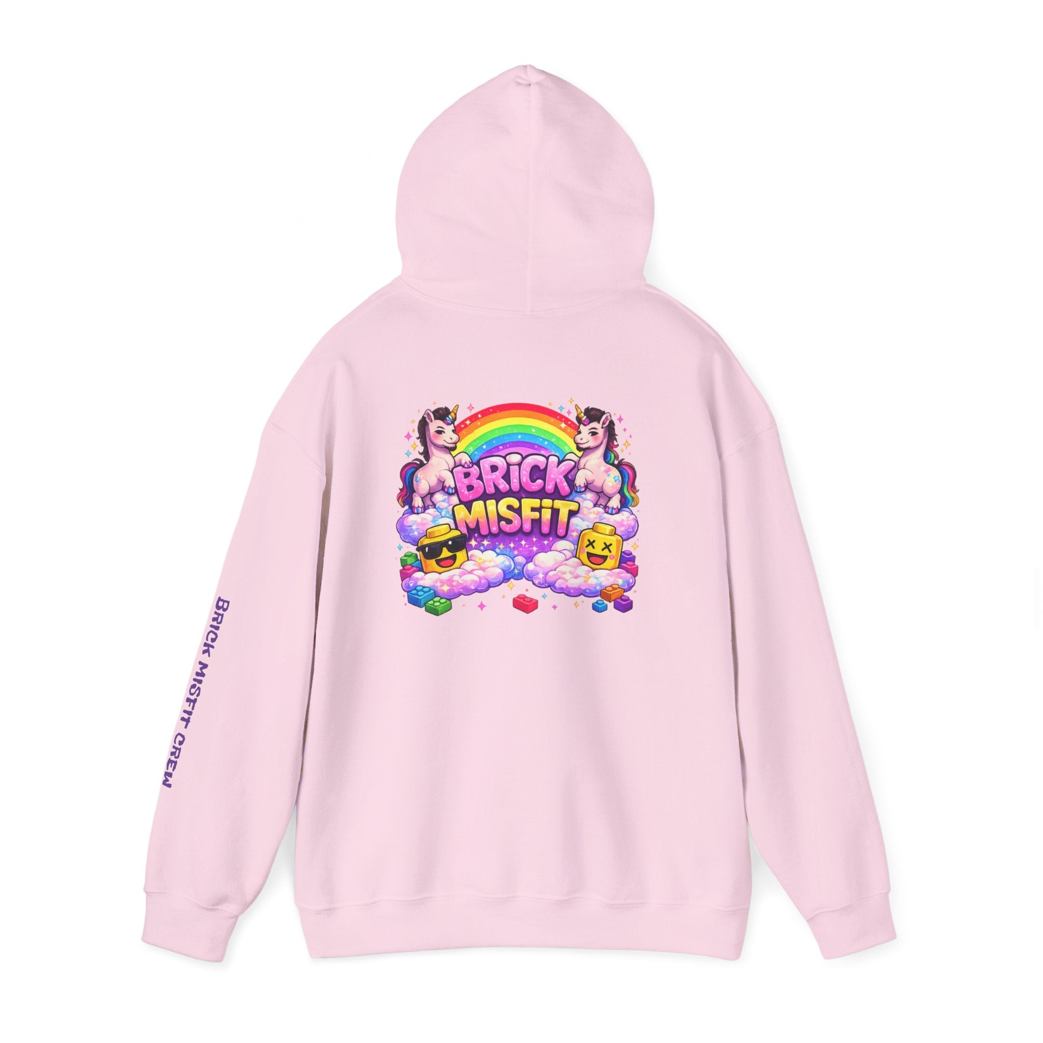 Brick Misfit Hoodie — Colorful Unicorn Rainbow Graphic Hoodie