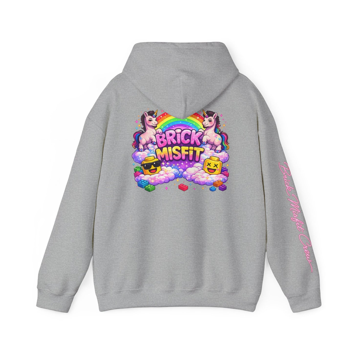 Brick Misfit Hoodie — Colorful Unicorn Rainbow Graphic Hoodie