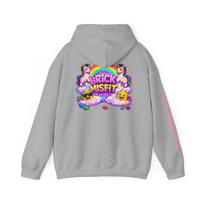 Brick Misfit Hoodie — Colorful Unicorn Rainbow Graphic Hoodie