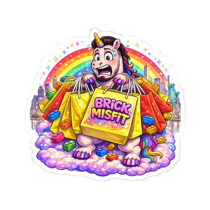 Brick Misfit Shopping Madness Unicorn Vinyl Sticker -INT