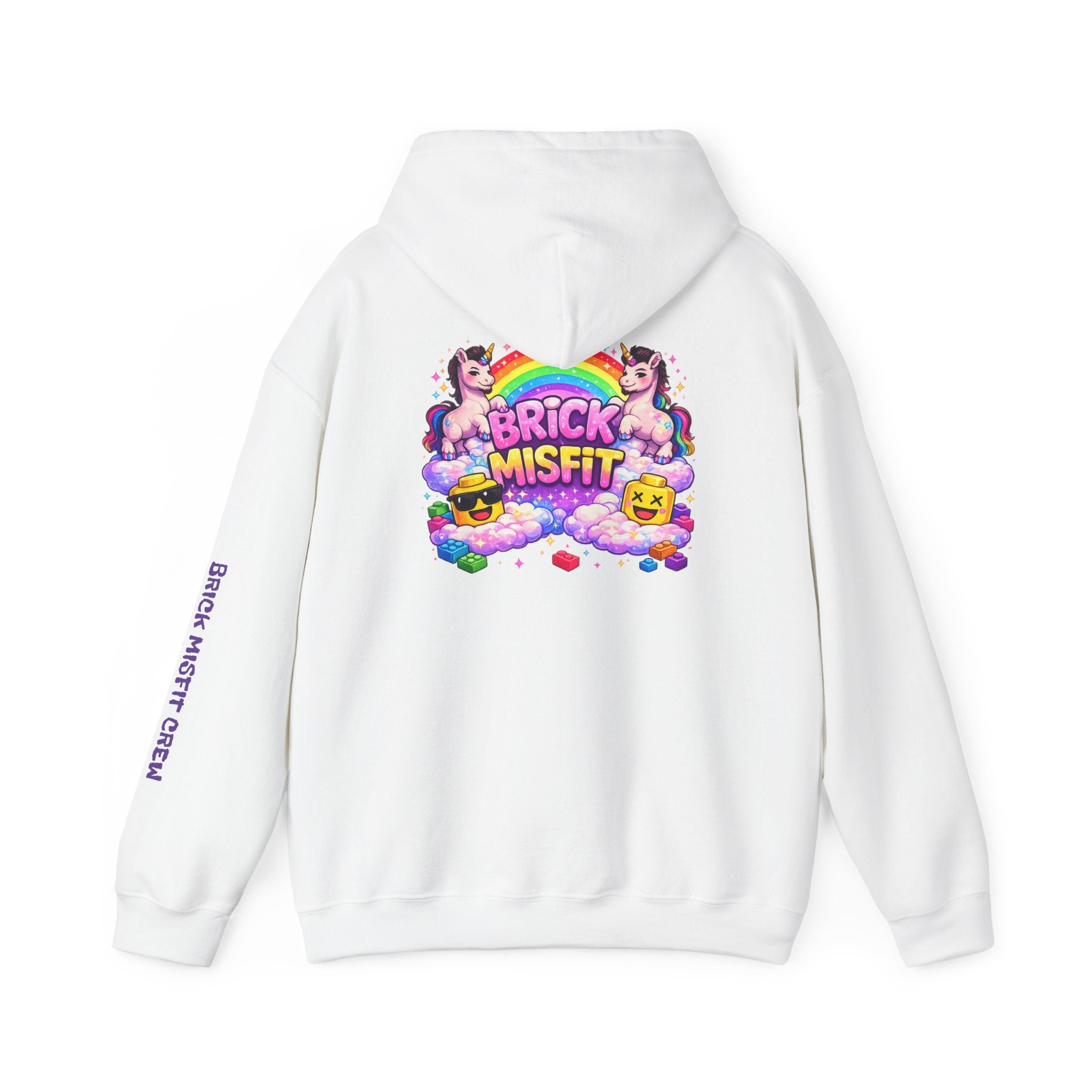Brick Misfit Hoodie — Colorful Unicorn Rainbow Graphic Hoodie