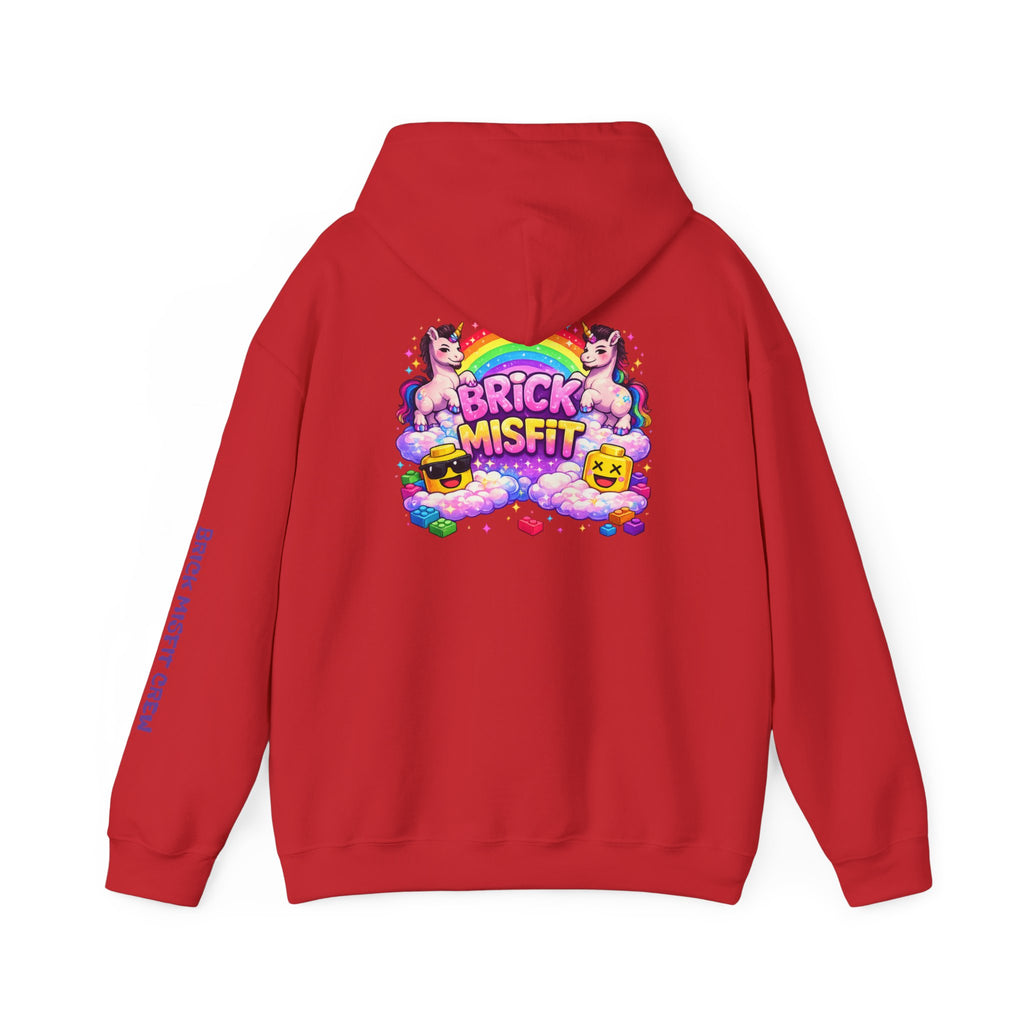 Brick Misfit Hoodie — Colorful Unicorn Rainbow Graphic Hoodie