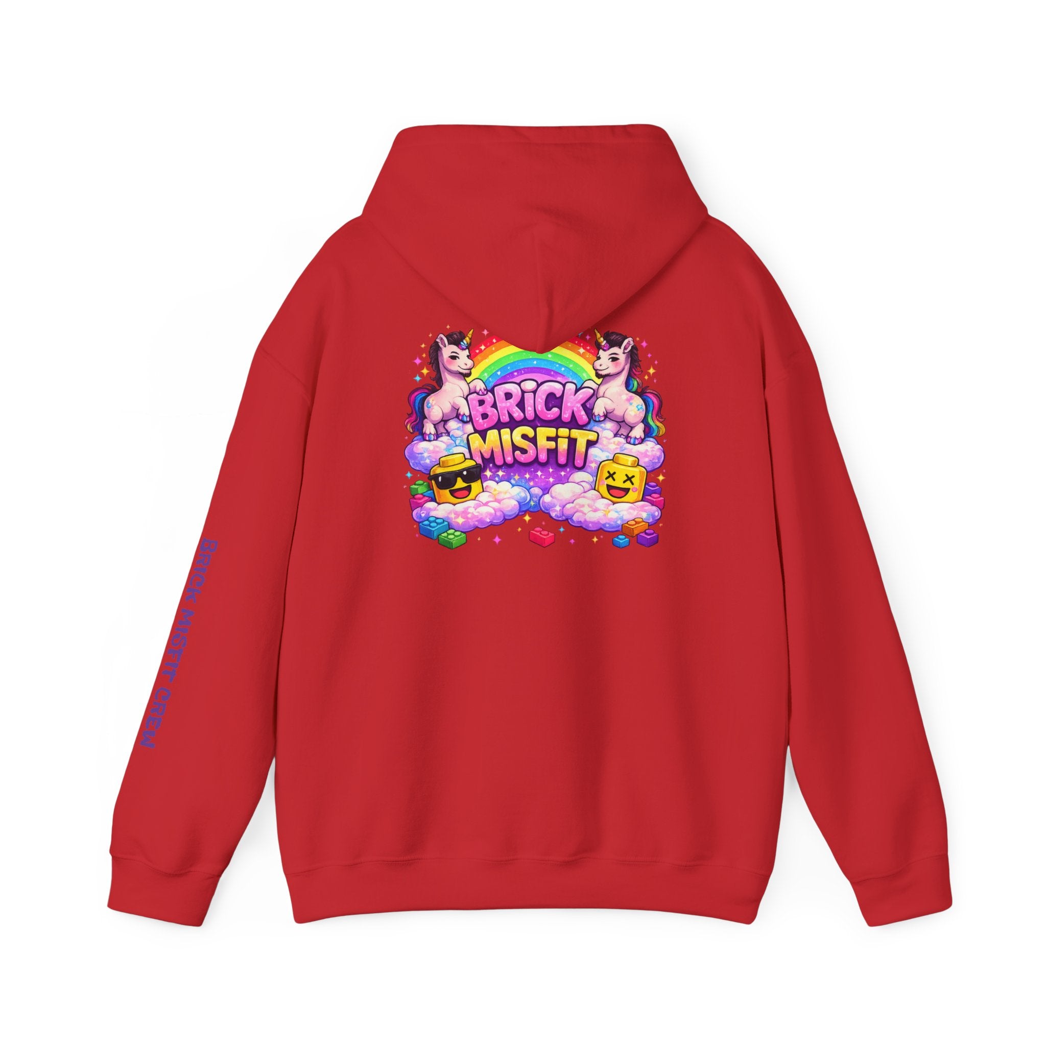 Brick Misfit Hoodie — Colorful Unicorn Rainbow Graphic Hoodie