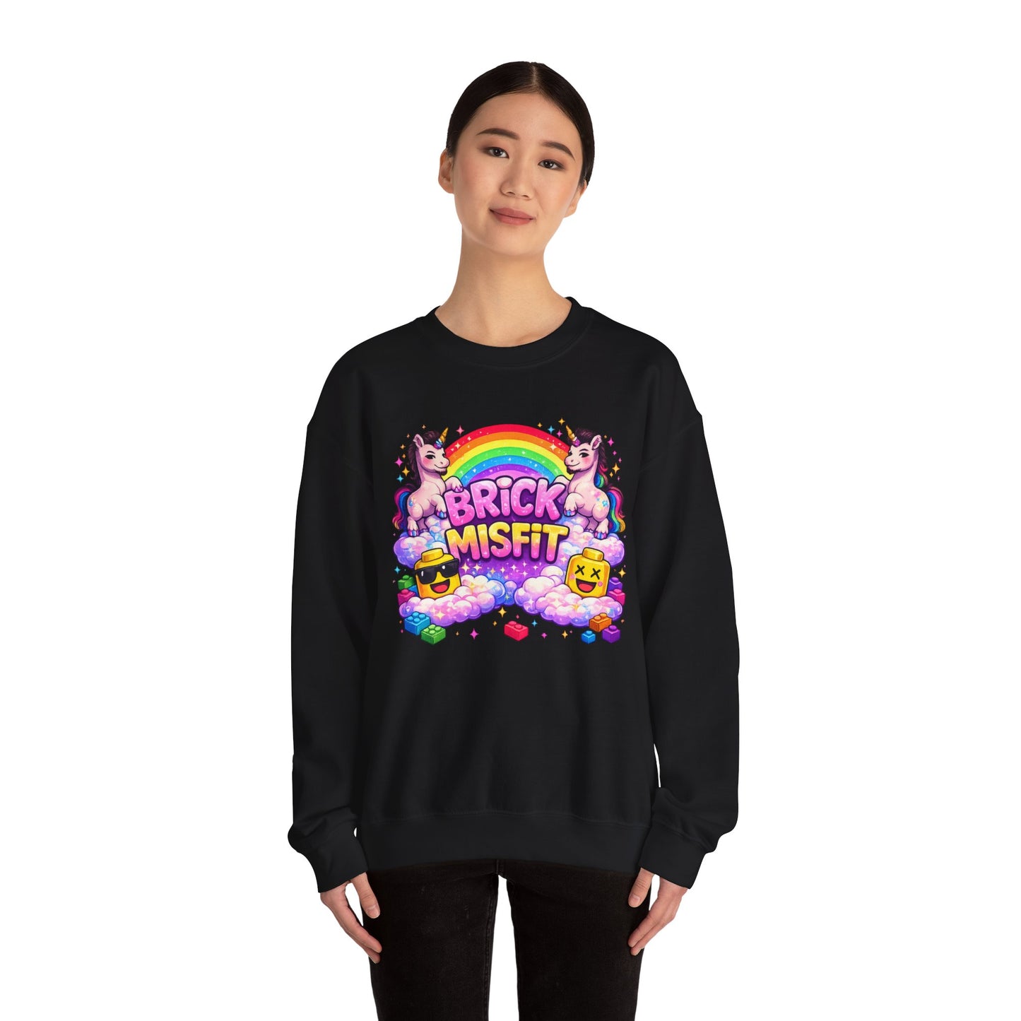 Brick Misfit Rainbow Unicorns Crewneck Sweatshirt