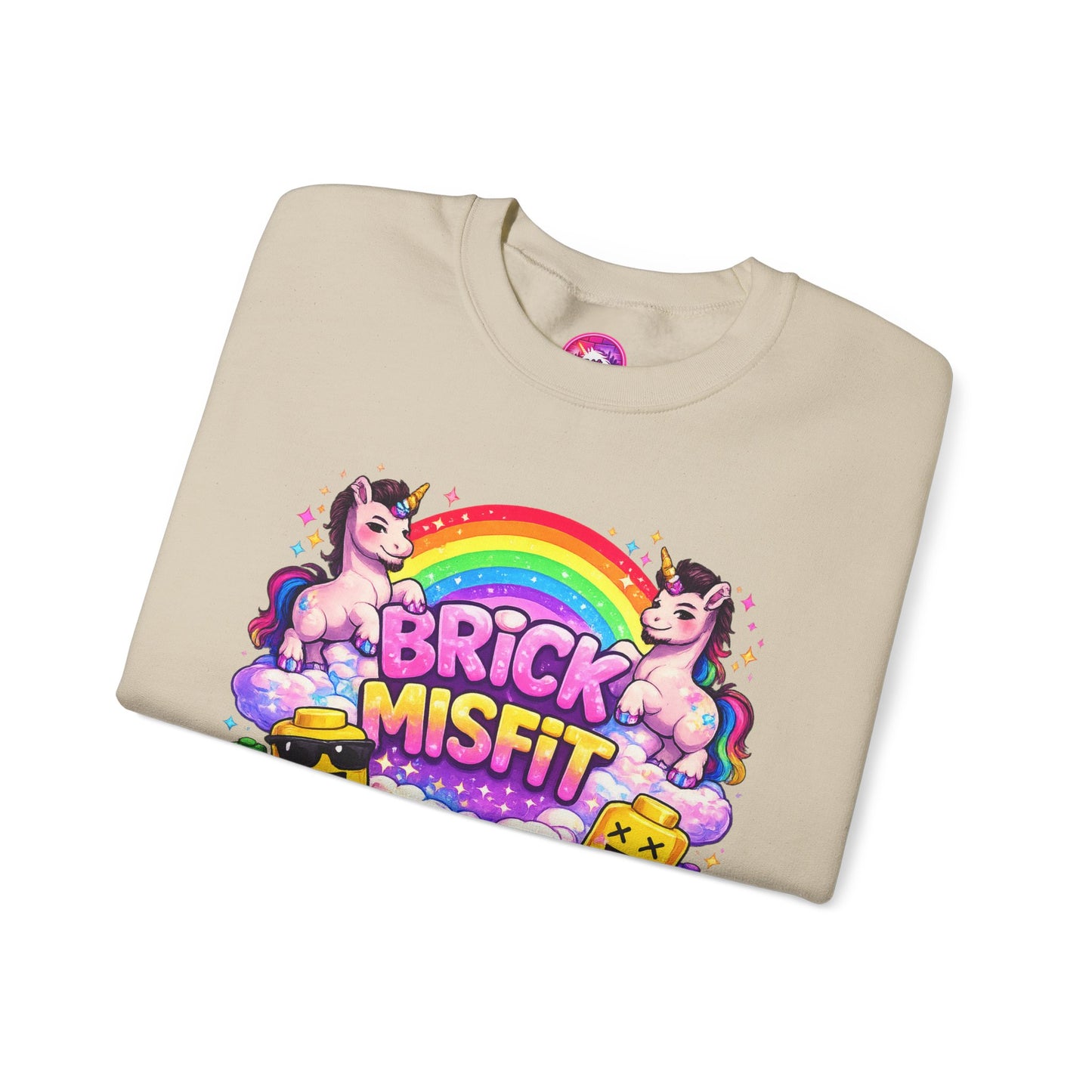 Brick Misfit Rainbow Unicorns Crewneck Sweatshirt