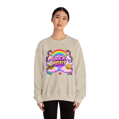 Brick Misfit Rainbow Unicorns Crewneck Sweatshirt