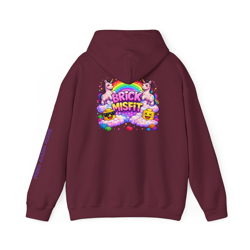 Brick Misfit Hoodie — Colorful Unicorn Rainbow Graphic Hoodie